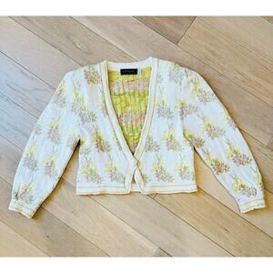 Vintage Cullinane Floral Pastel Cardigan Sweater 100% Cotton – Women’s